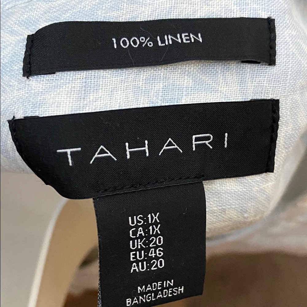 Tahari Women Linen Pastel Blue Button-Down Shirt Tunic Plus Size 1x - Picture 3 of 8